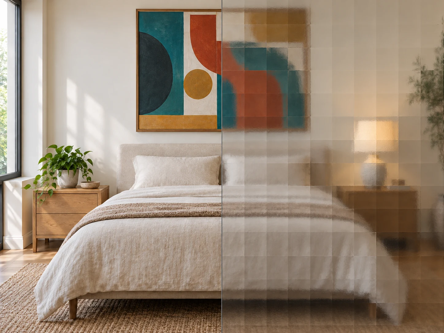 Patterned 130 — sypialnia widziana przez ornament, wizualizacja poglądowa